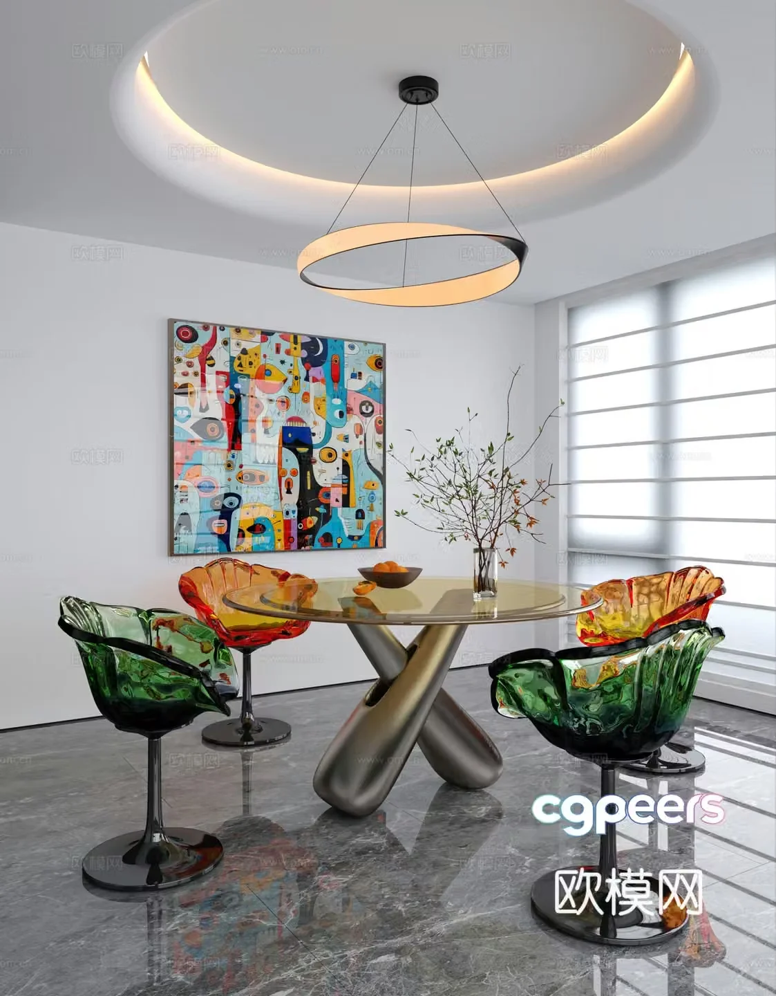 Modern casual table and chair 3d model