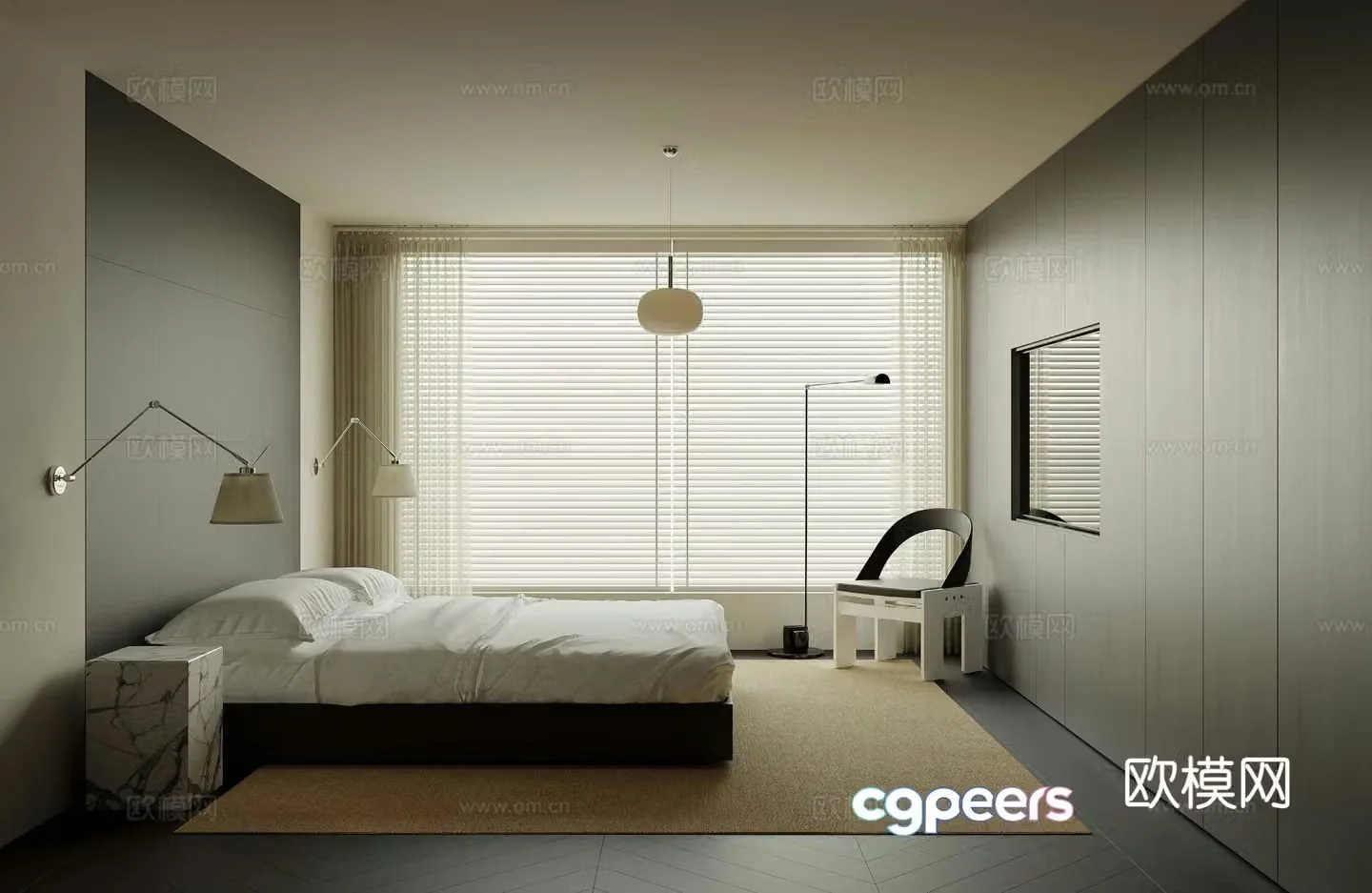 Modern bedroom second bedroom 3d model