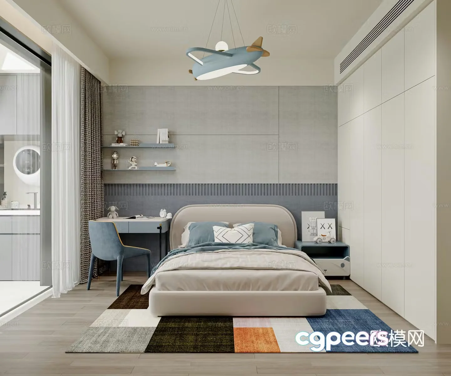 Modern simple children’s room boy’s room 3d model