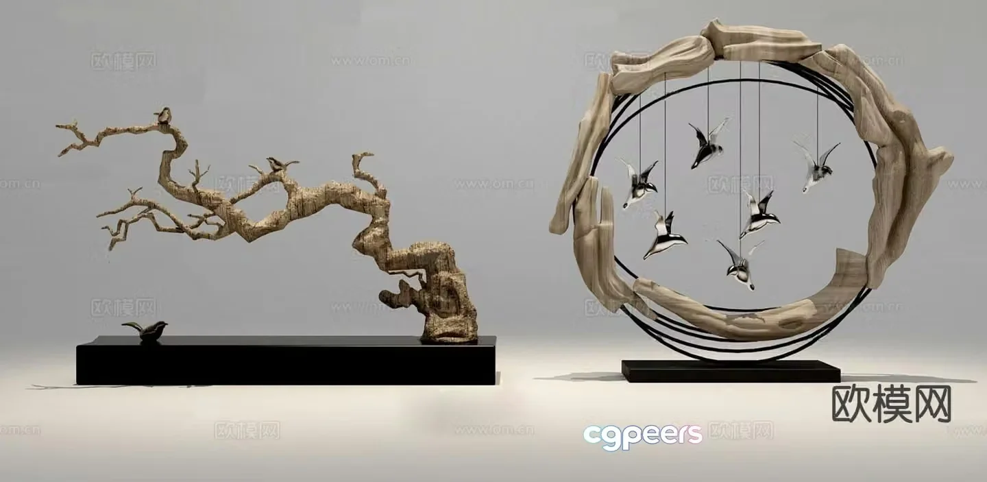New Chinese style root carving ornaments ornaments 3D model