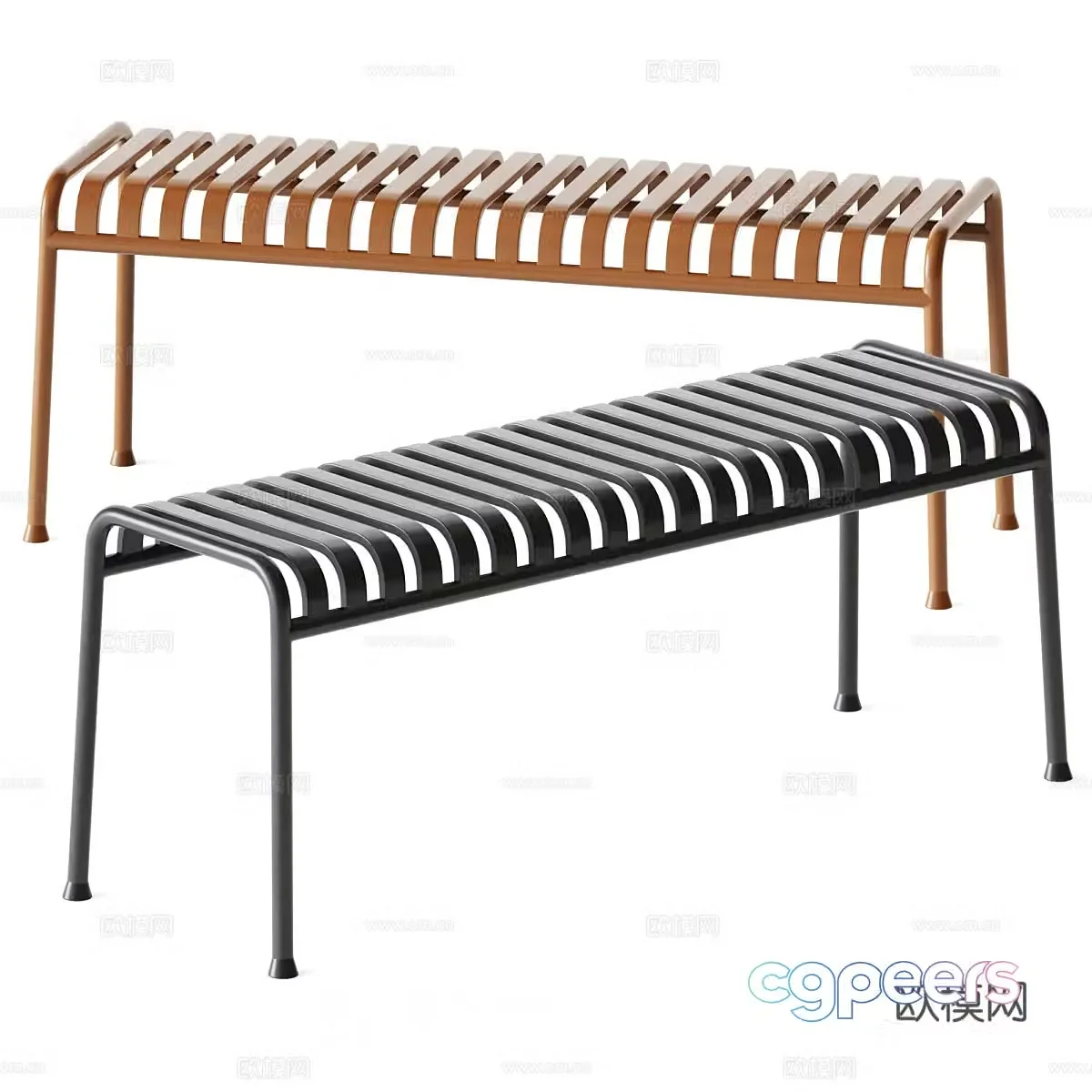 Modern metal bench 3d model