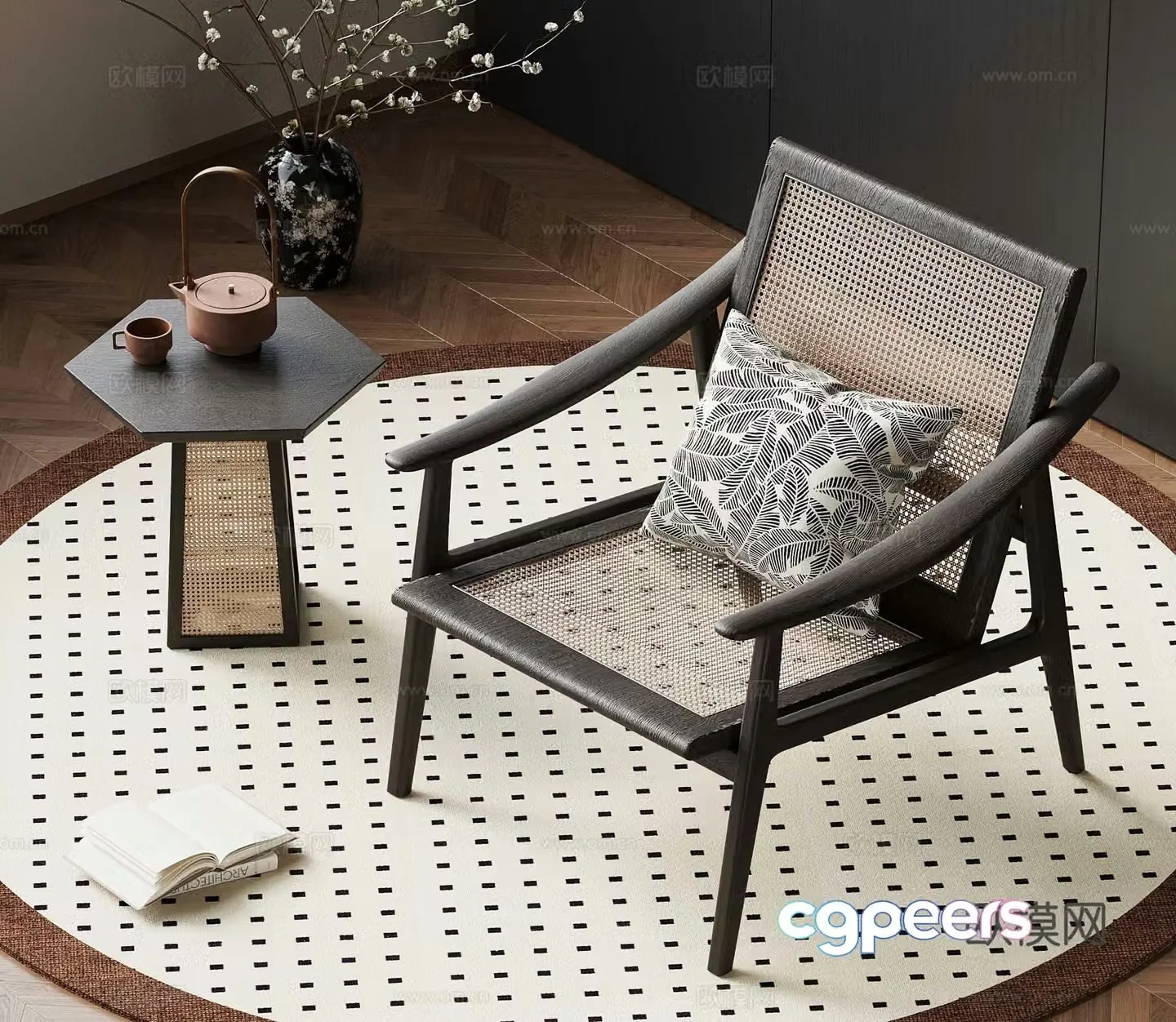 25 French medieval style leisure chair rattan edge 3D model