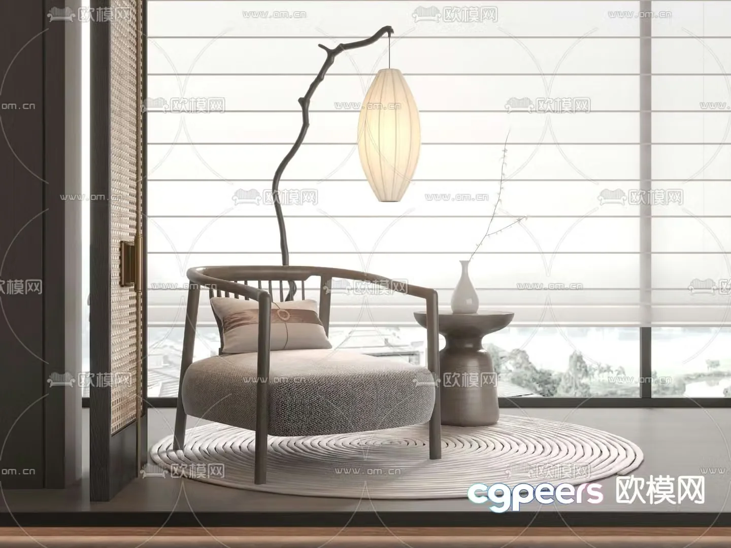 New Chinese style leisure sofa fabric sofa 3d model