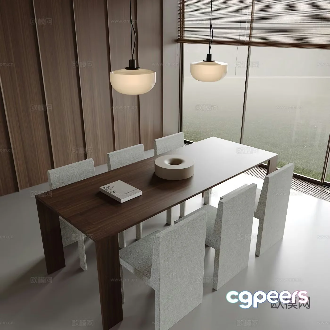 Modern restaurant dining table and chair 3d model