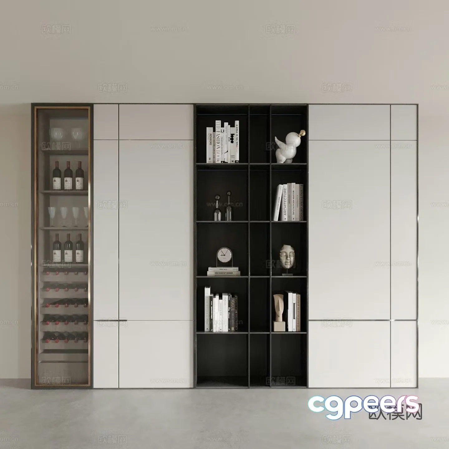 Modern wine cabinet bookcase display cabinet 3d model