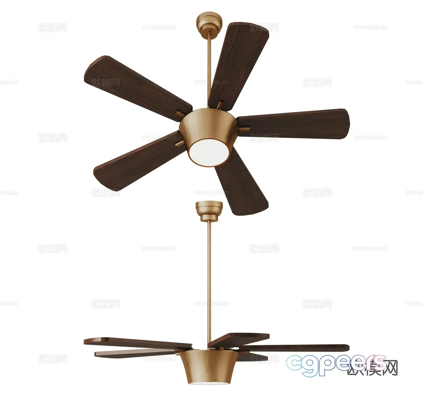 Modern medieval fan chandelier Fan light Wooden fan light Simple American fan light Ceiling fan 3D model