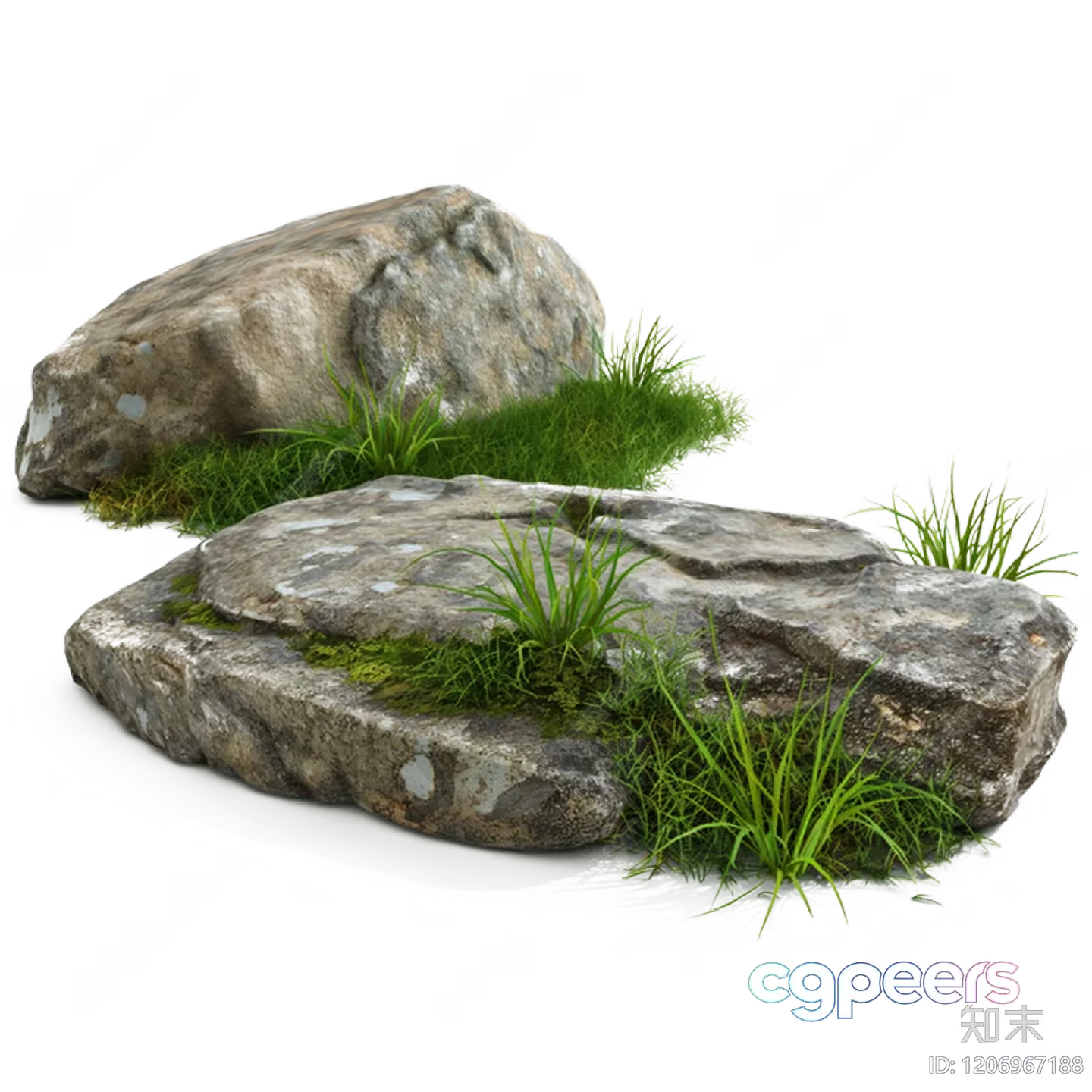 A Rocky Outcropping With Grass 3D Model – 12655 – VRAY Render