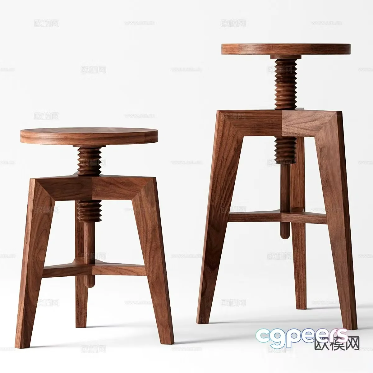 Medieval style bar stool high stool stool 3d model