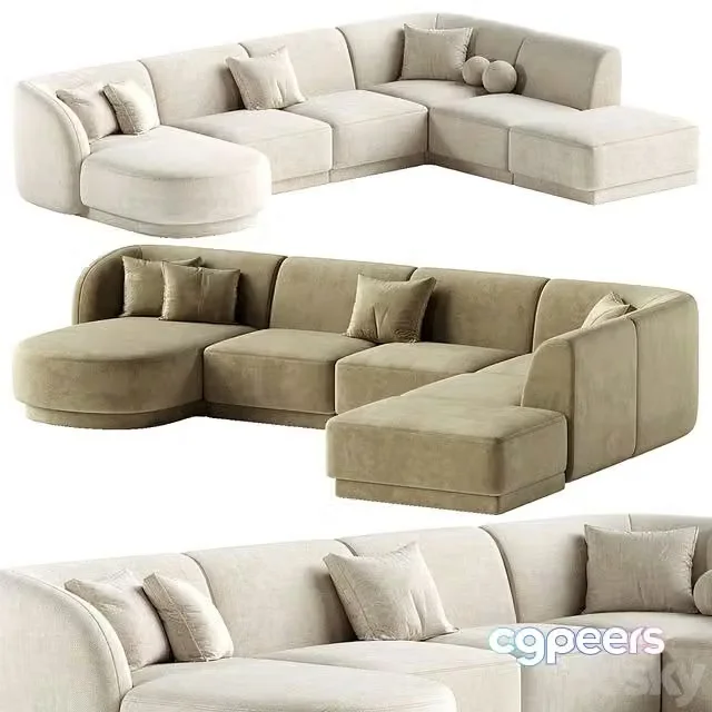 3ds Max Free – U shaped sofa Miley right