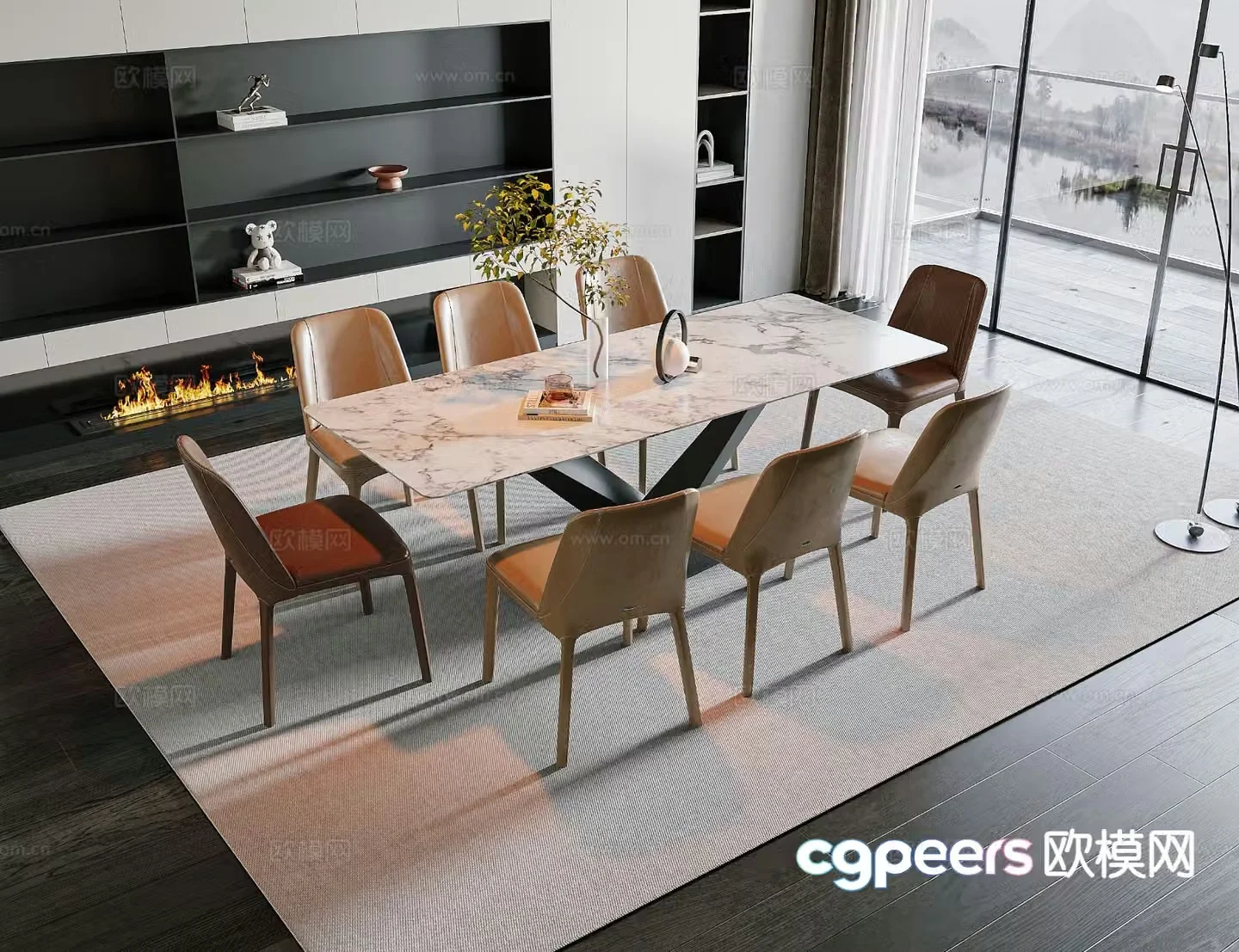Italian dining table and chairs 3d model