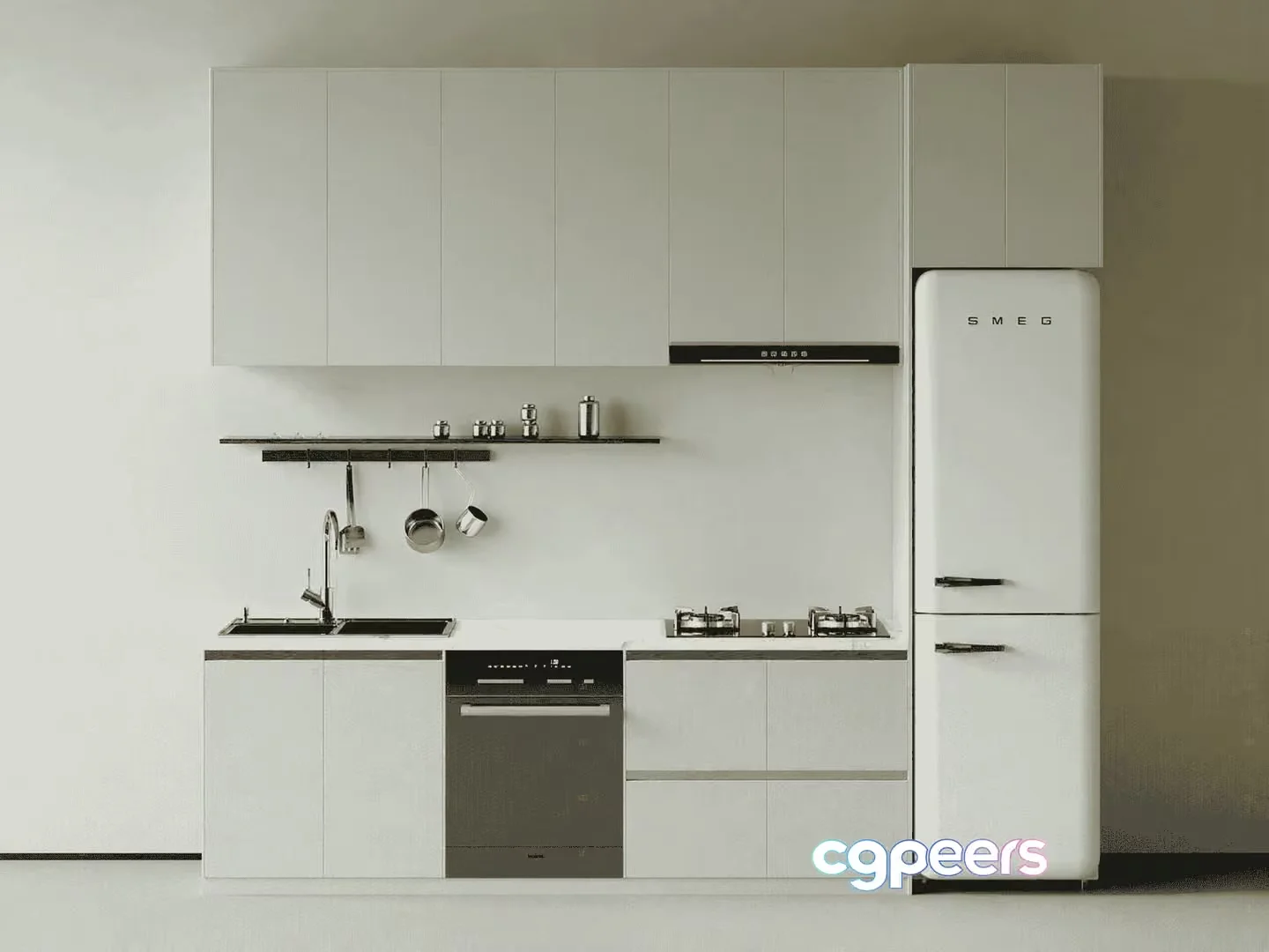 Modern White Kitchen 3D Model – 15769 – VRAY Render
