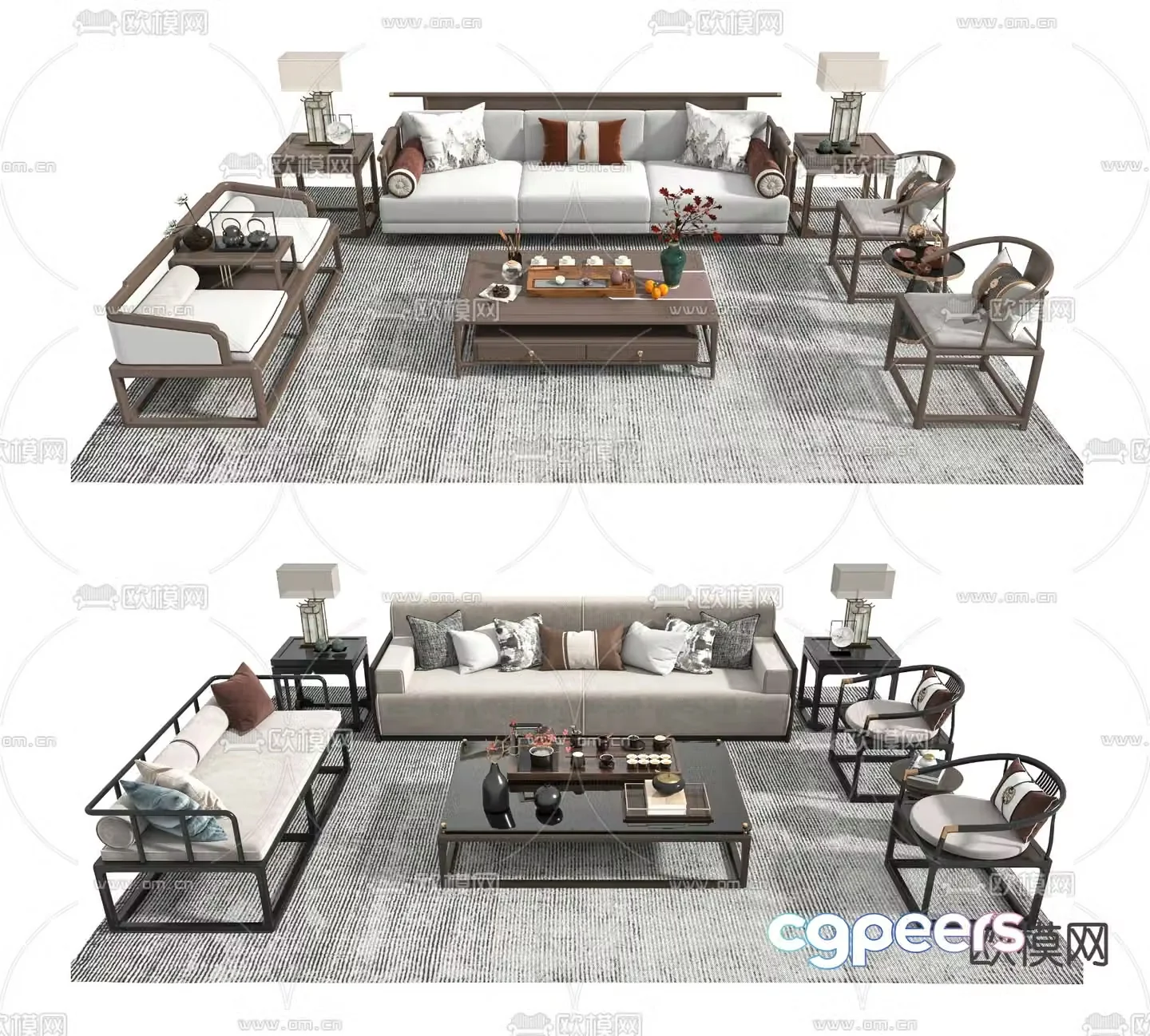 New Chinese style modular sofa 3d model