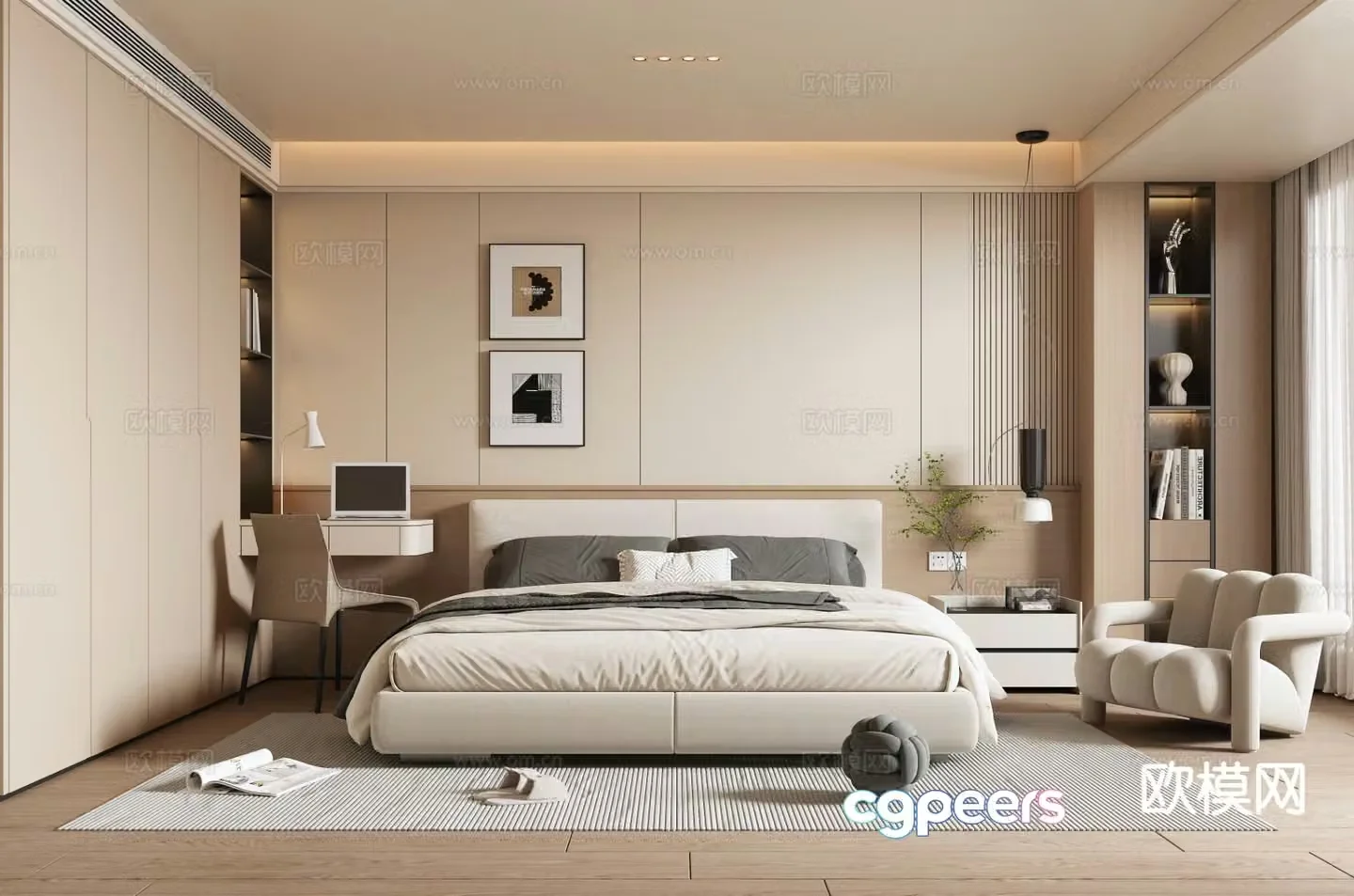 Modern bedroom master bedroom 3d model