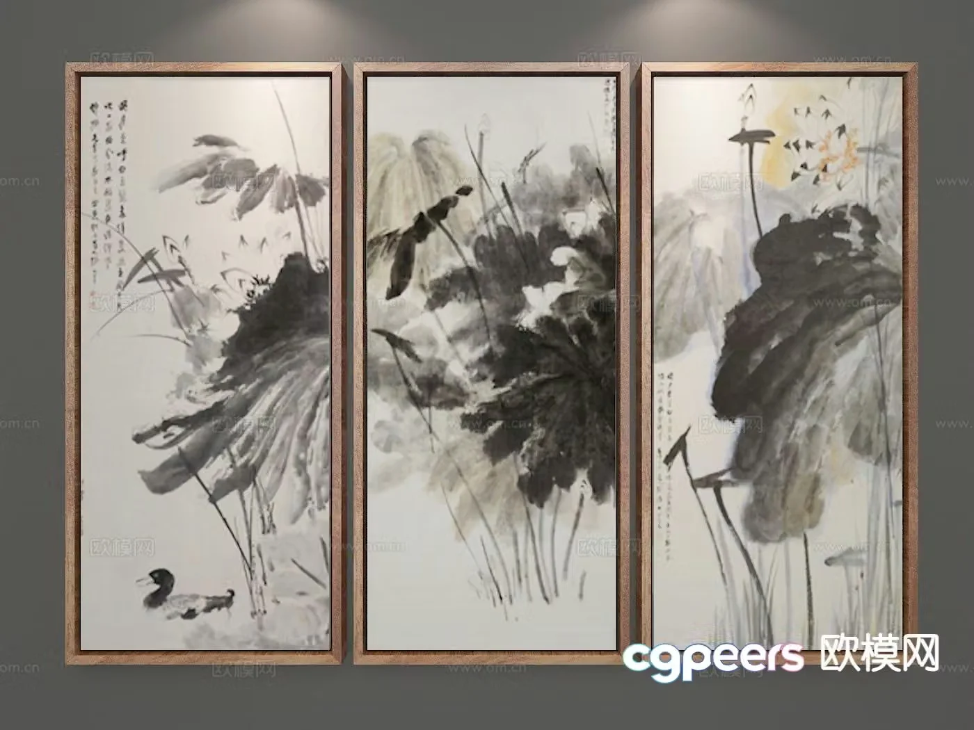 New Chinese style decorative painting ink painting 3D model