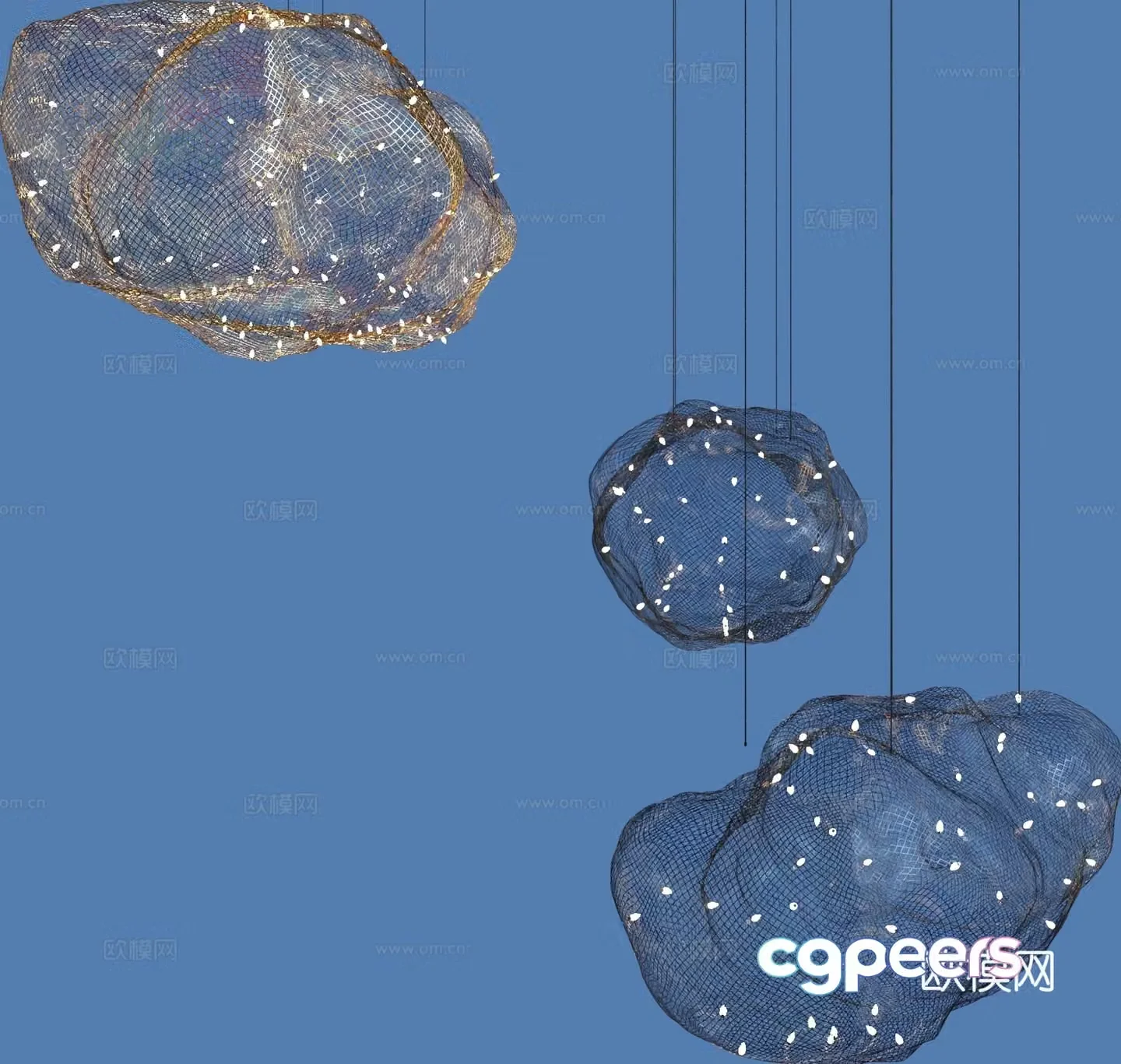 Cloud chandelier barbed wire chandelier 3d model