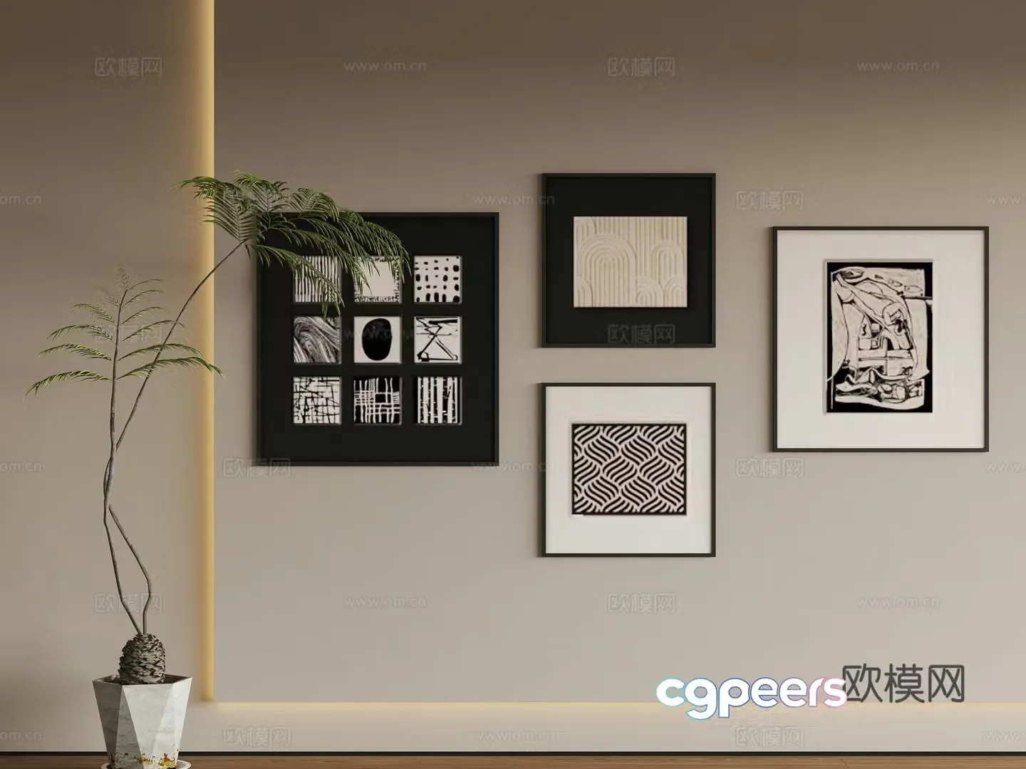Modern simple hanging painting 3d model