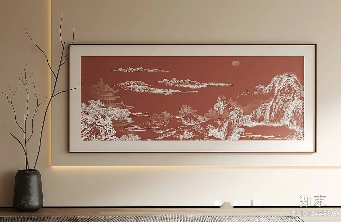 A Serene Asian-Style Painting 3D Model – 16986 – VRAY Render