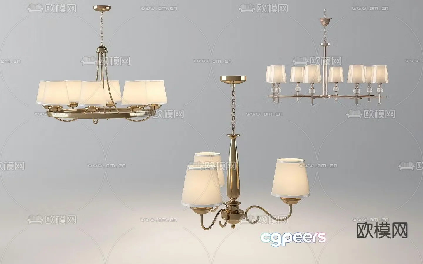 American Chandelier Multi-head Chandelier 3D Model