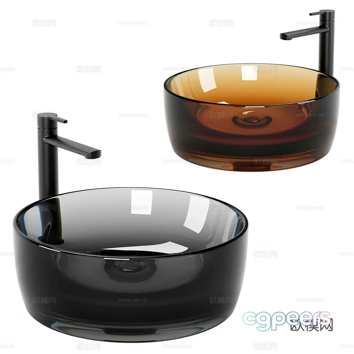 Modern minimalist glass washbasin 3D model