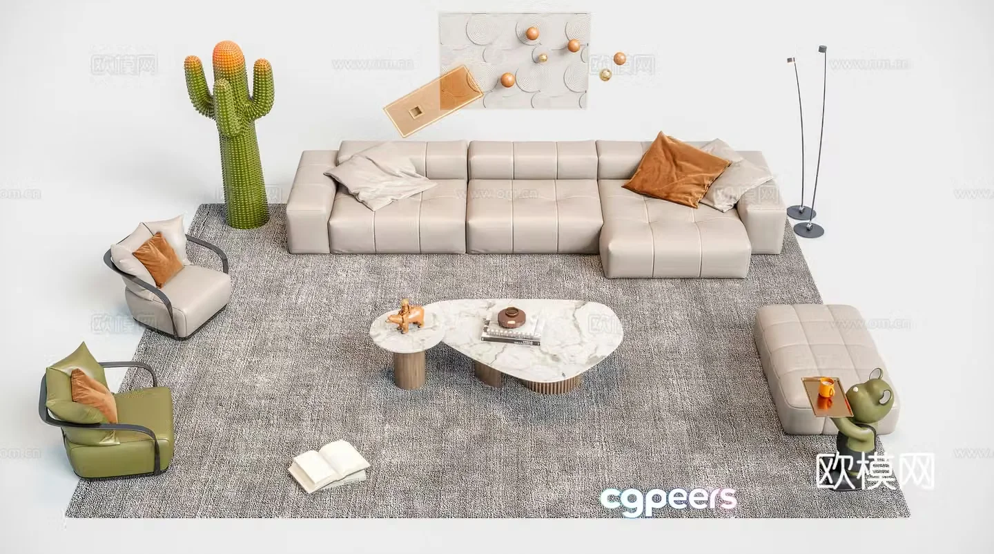 Modern modular sofa corner sofa 3d model