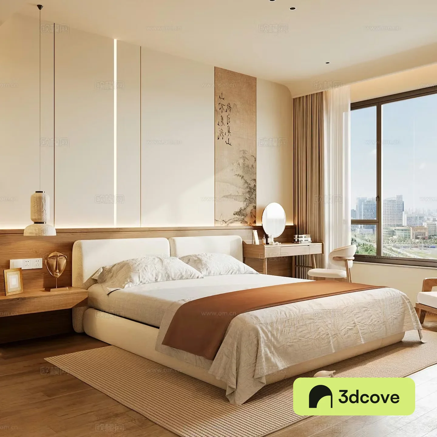 New Chinese style home bedroom Song family aesthetic bedroom Song style bedroom New Chinese style double bed
