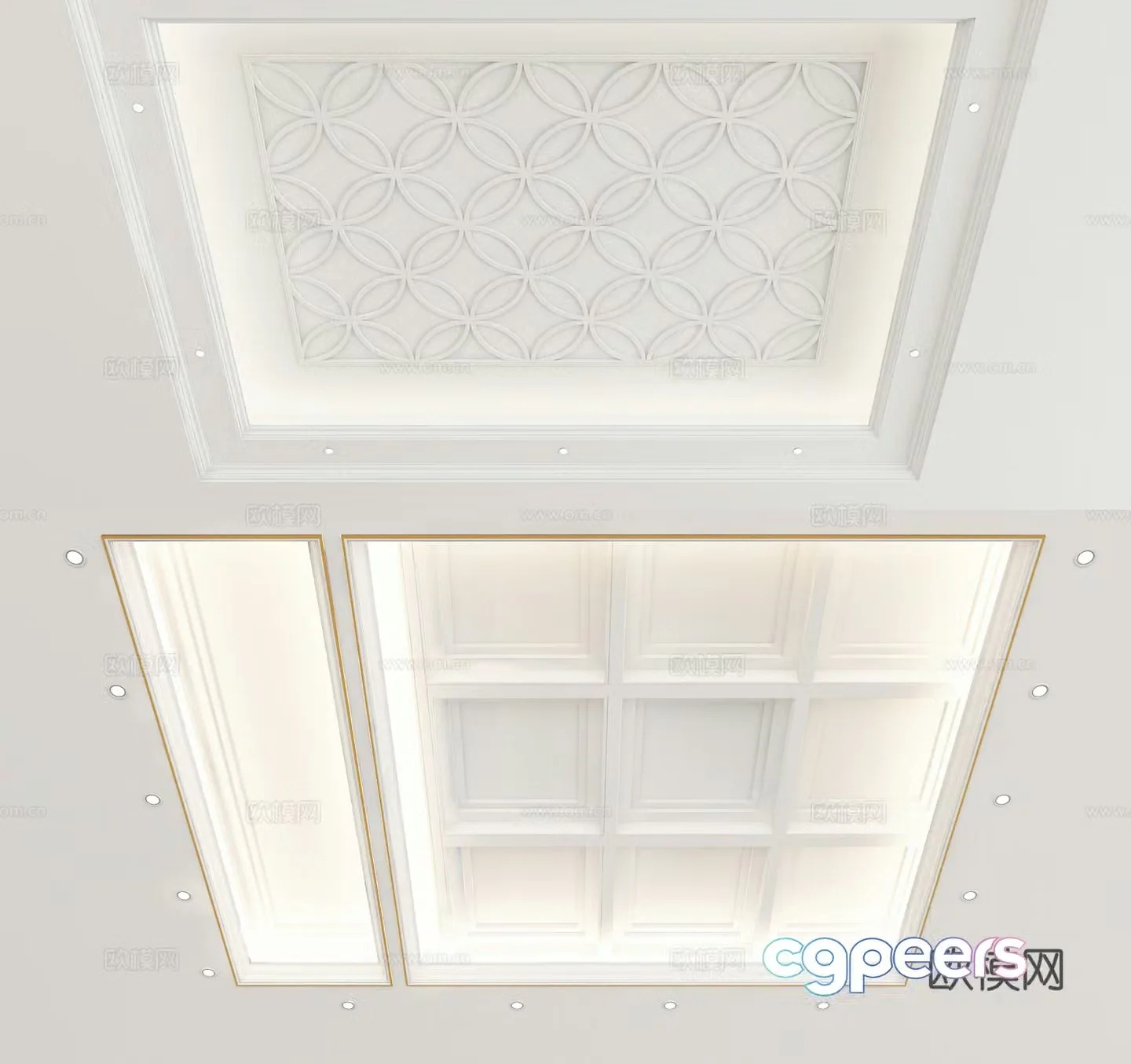 European ceiling geometric pattern ceiling 3d model