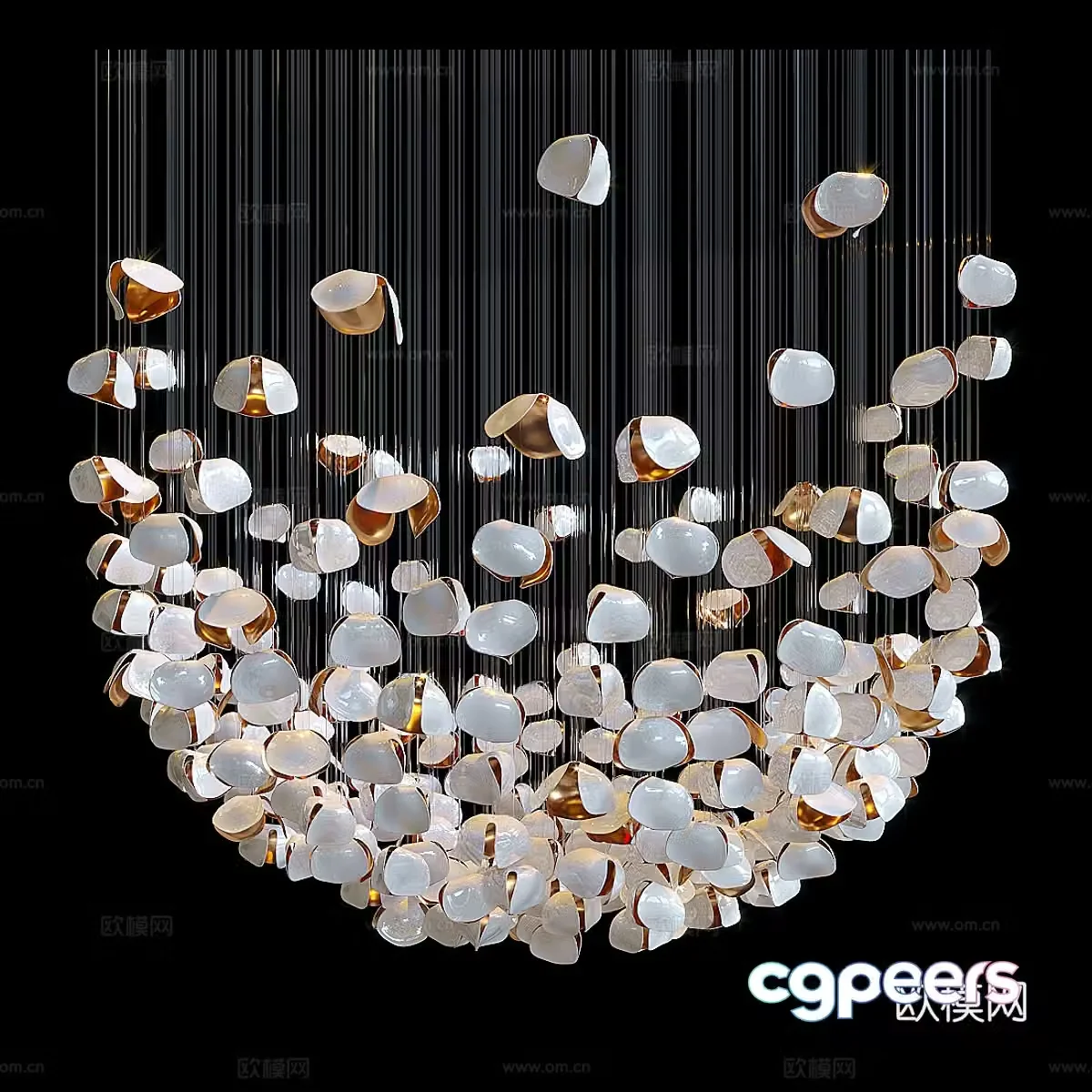 New Chinese style decorative chandelier 3D model