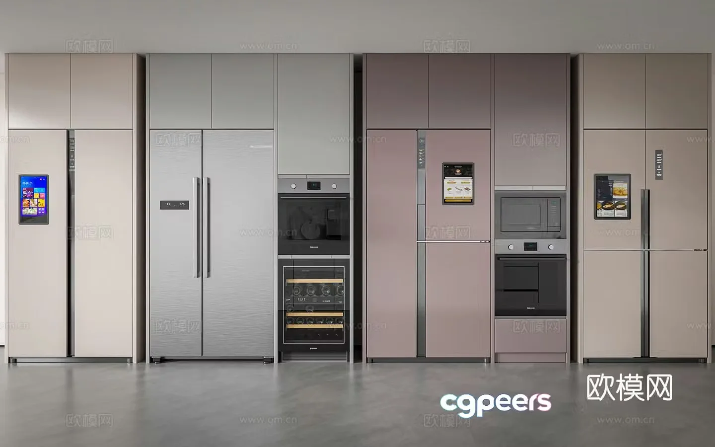 Modern refrigerator double-door refrigerator three-door refrigerator double-door refrigerator smart refrigerator 3D model