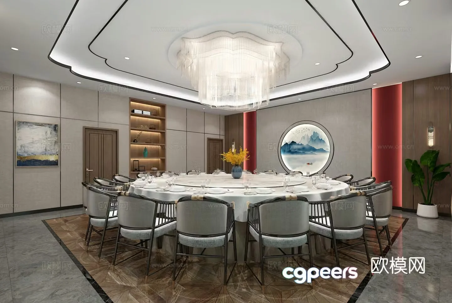 New Chinese style restaurant private room private room private room 3d model