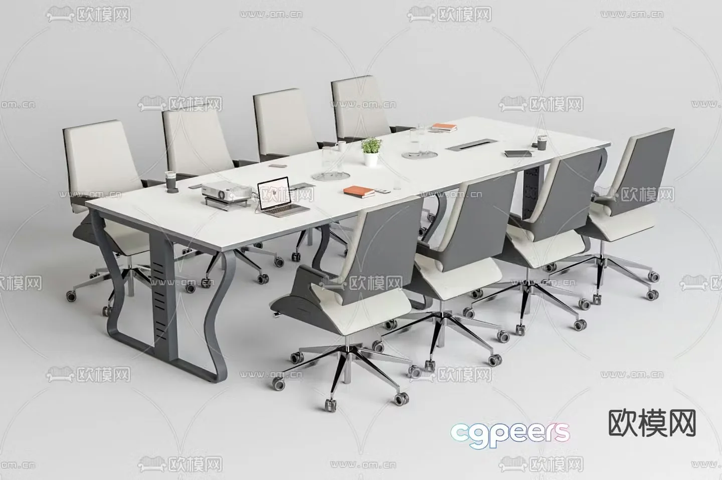 Modern conference table and chairs conference table 3d model
