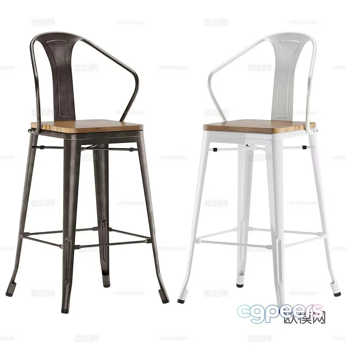 Industrial Wind Bar Stool Bar Chair 3D Model