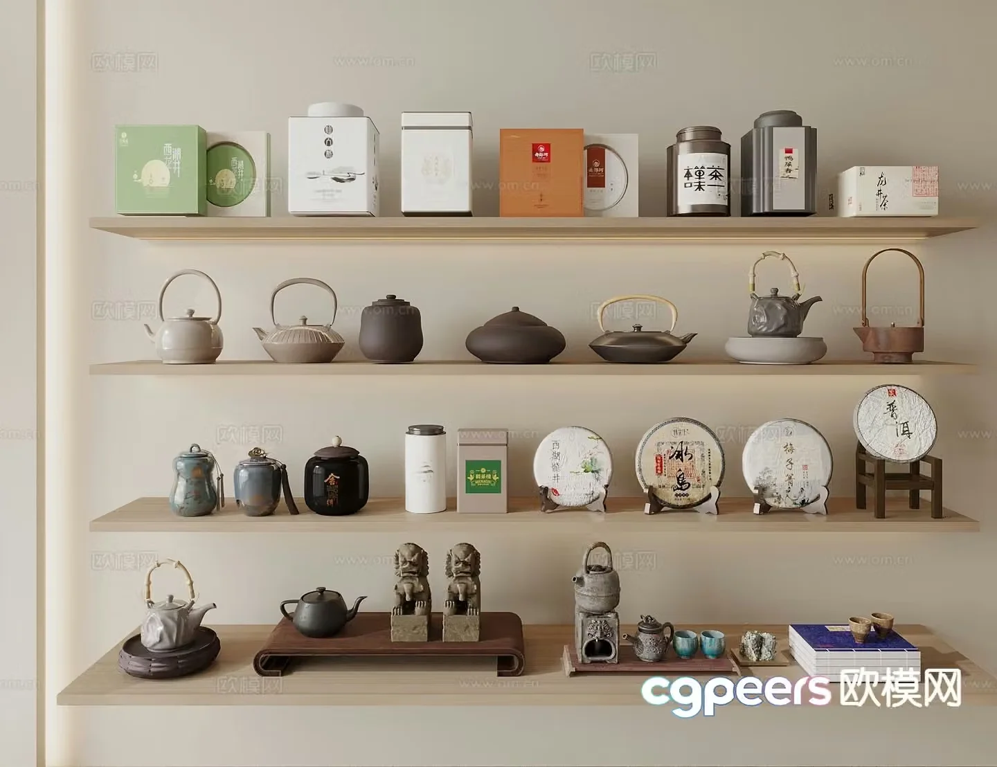 New Chinese tea set teapot tea can 3d model
