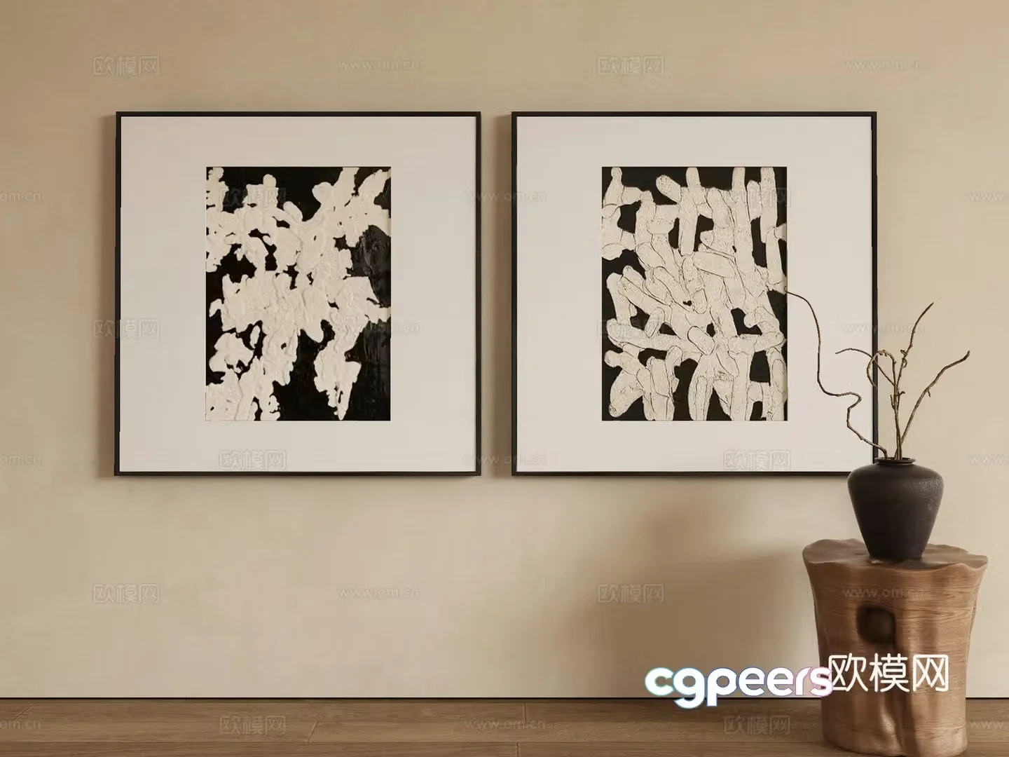 Modern texture painting decorative painting 3d model