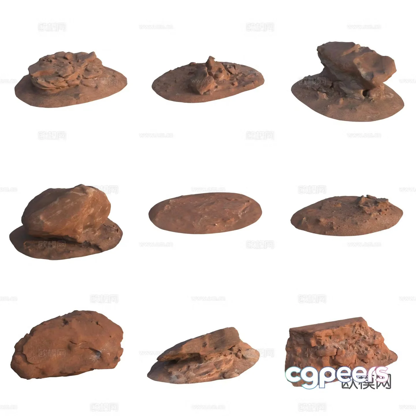 Sandstone large stone stone wall boulder 3D model