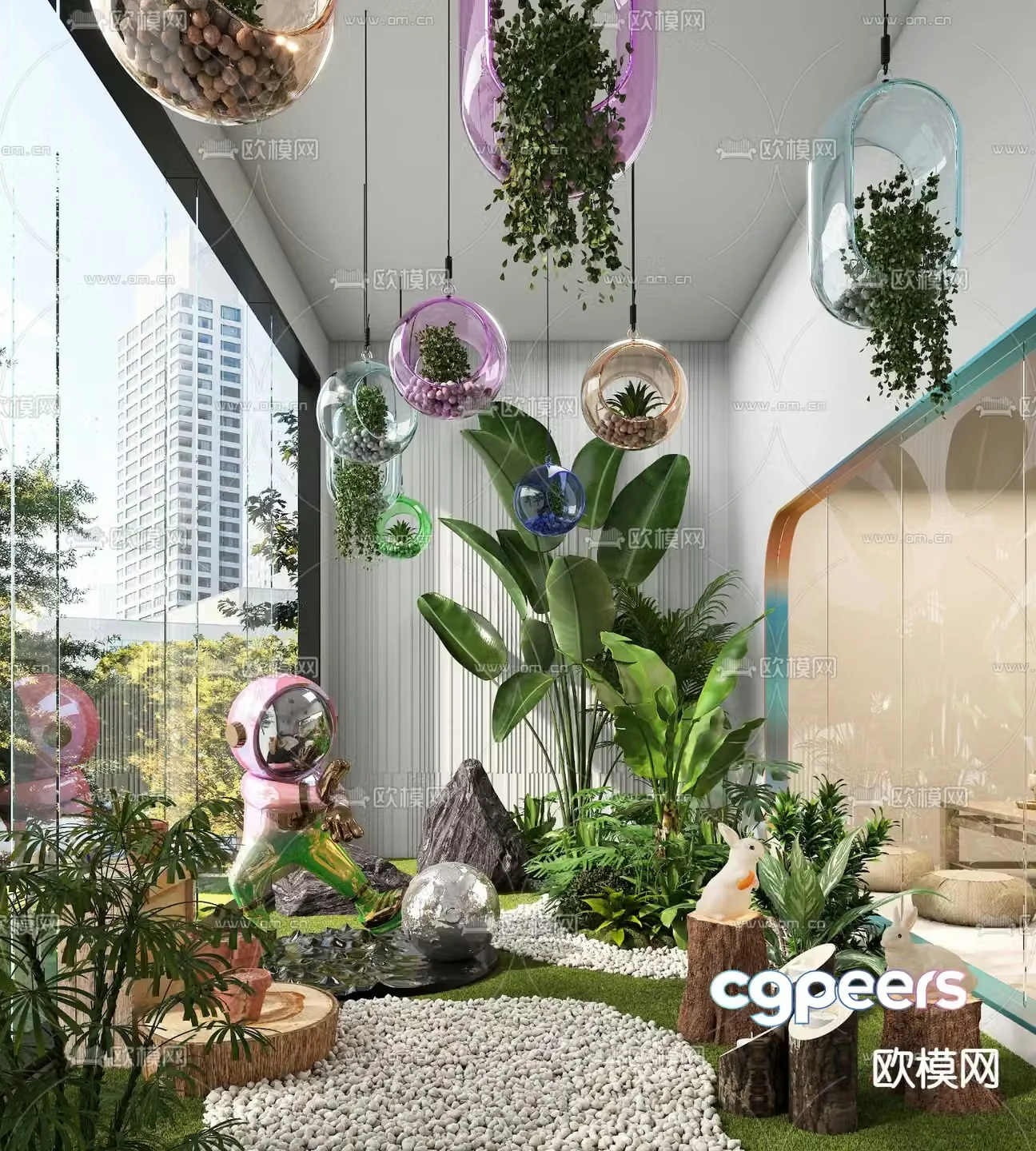 Indoor landscaping plant pile 3d model