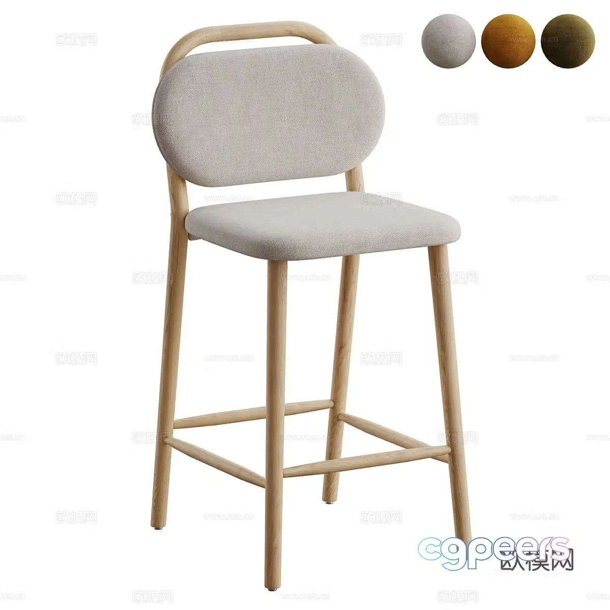 New Chinese Helda Bar Stool 3D Model