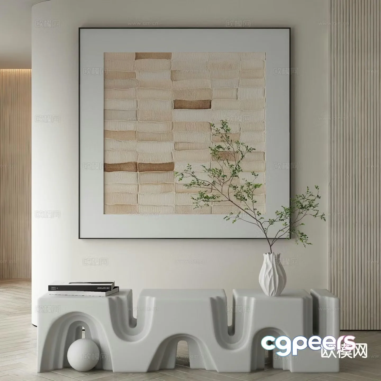 Modern art painting texture painting decorative painting 3d model