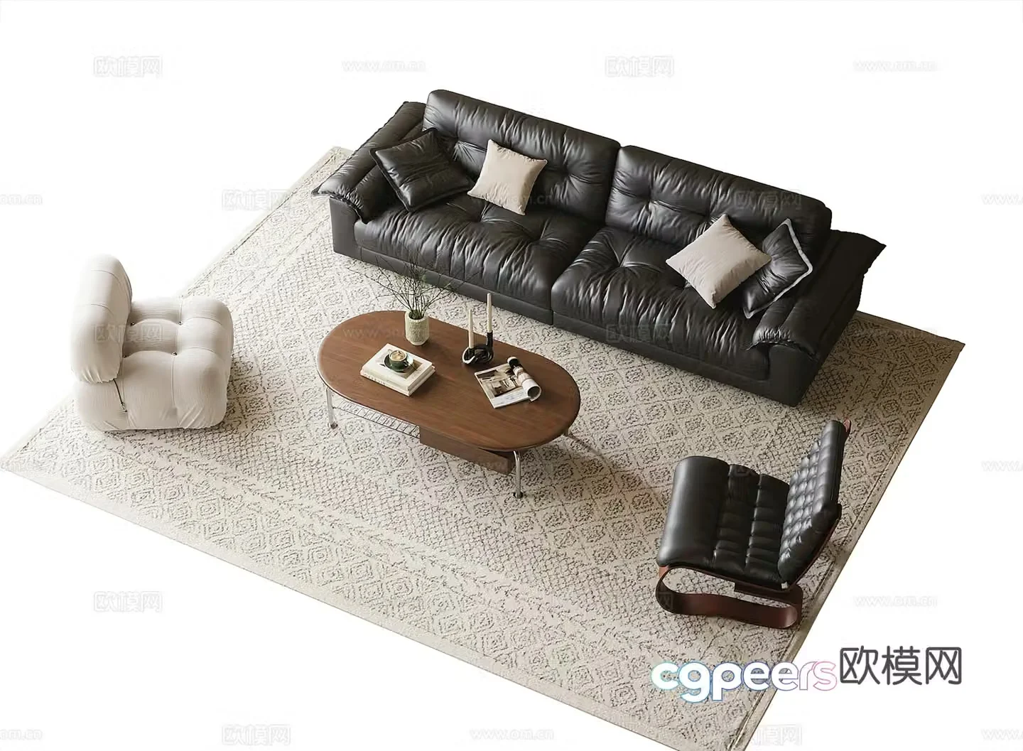Modern sofa coffee table combination leisure chair single sofa 3d model