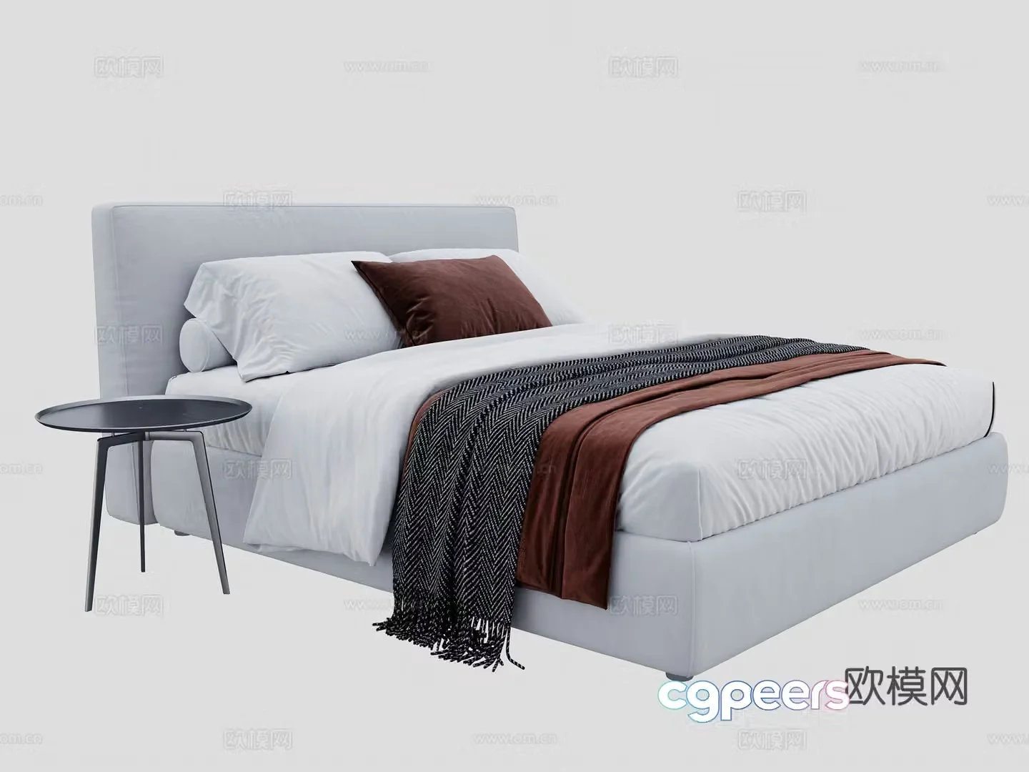 Modern double bed bedroom bedding modern bedding nightstand metal bedding 3d model