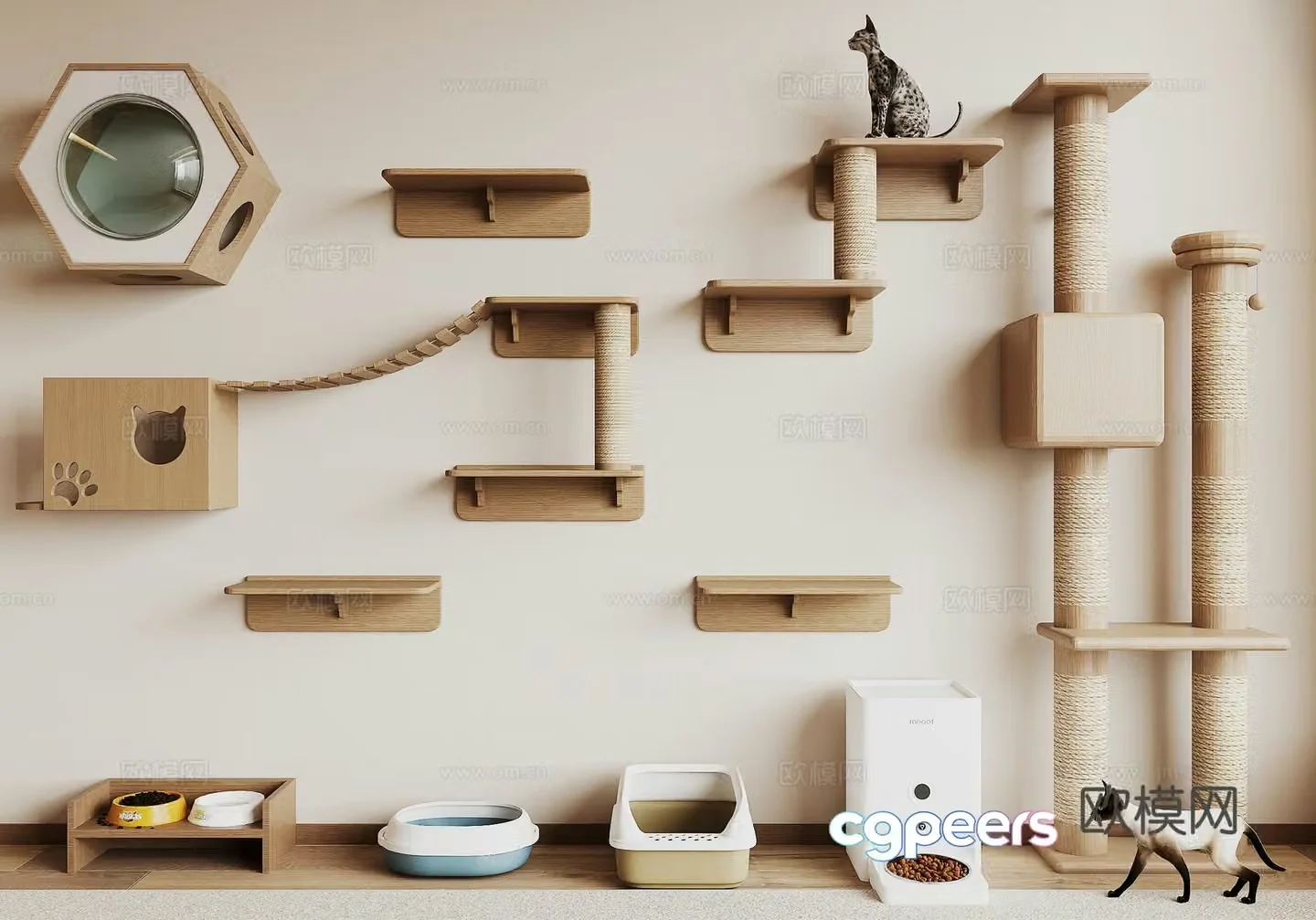 Modern cat crawling frame 3d model
