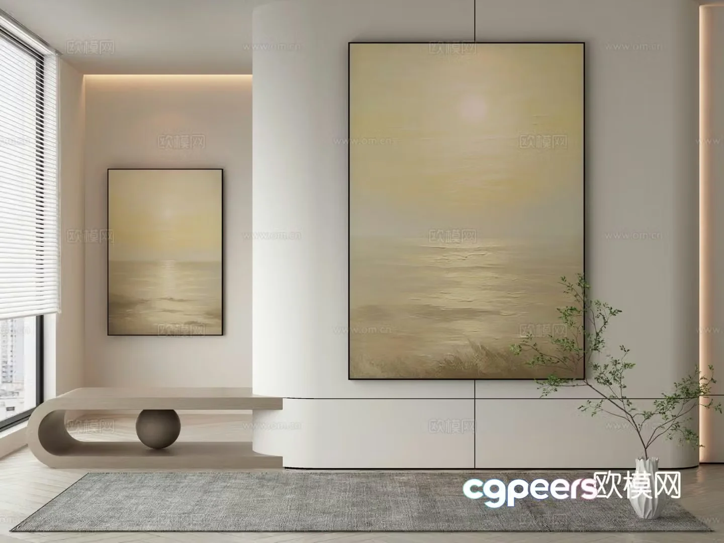 Wabi-sabi painting decorative painting texture painting hanging painting 3D model