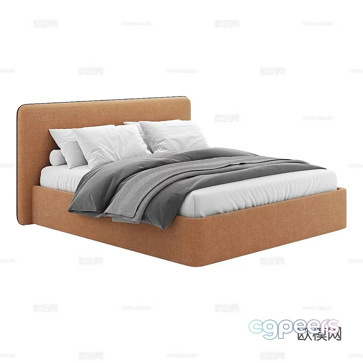 Modern simple double bed Double bed Simple bed Bedroom bed Pillow 3D model