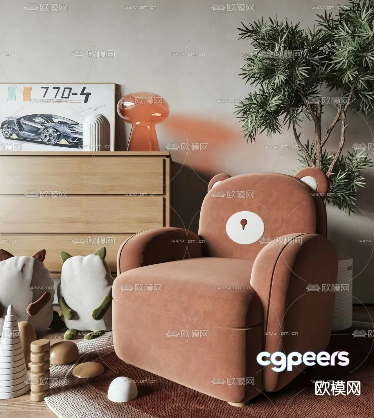 Modern Living Room 3D Model – 12198 – VRAY Render