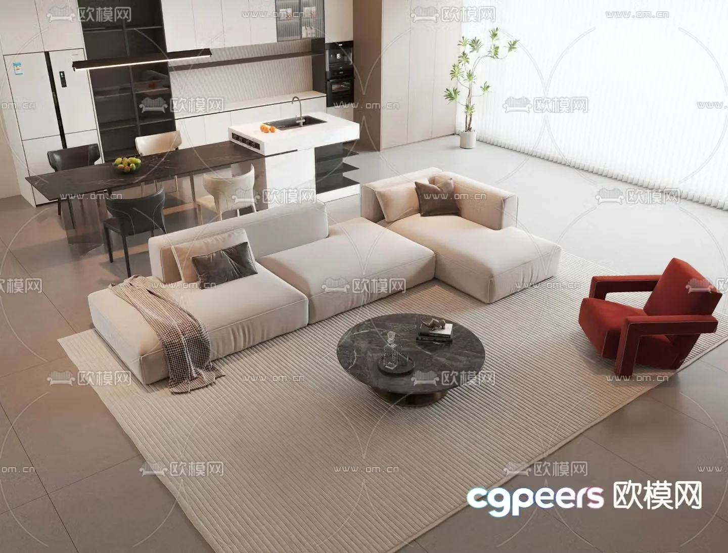 Modern sectional sofa 3d model