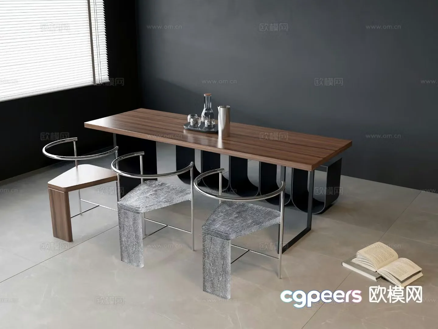 Italian dining table and chairs 3d model
