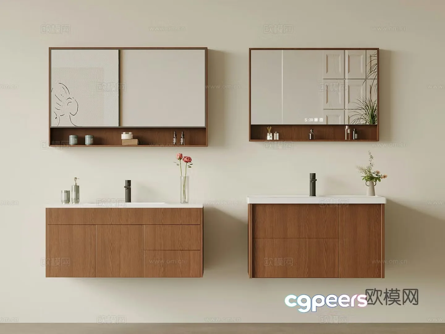 Middle-aged style bathroom cabinet 3d model