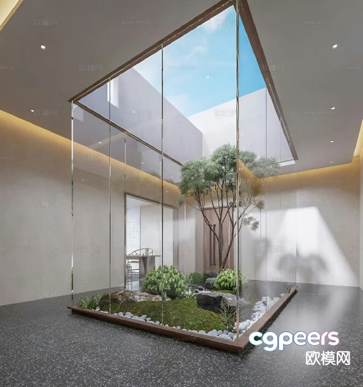 Modern interior landscape lightwell 3d model