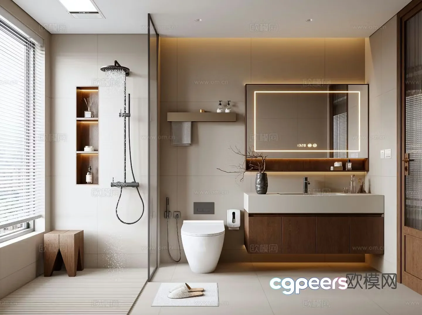 Middle style bathroom 3d model