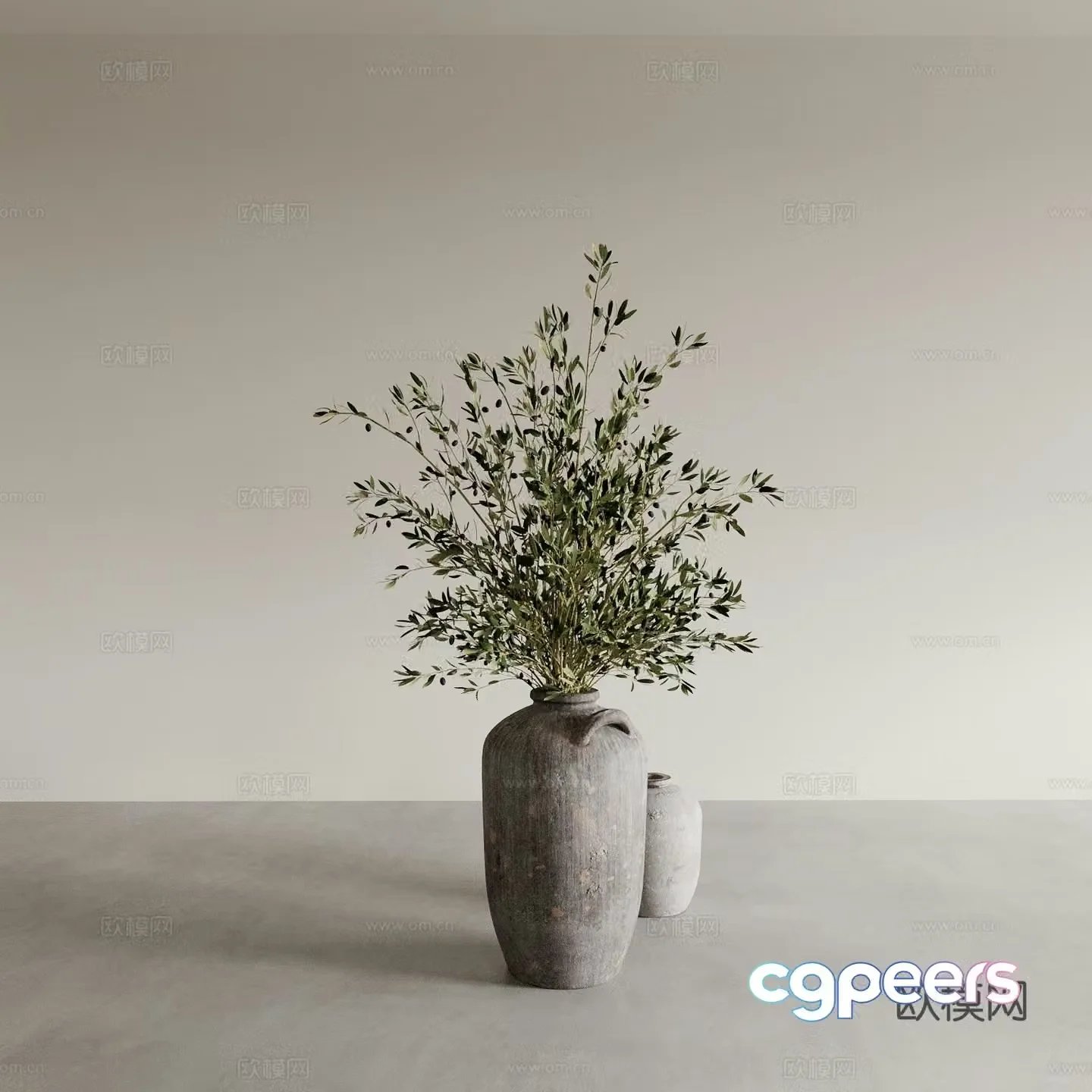 Wasabi vase flower art dry branch flower art 3d model