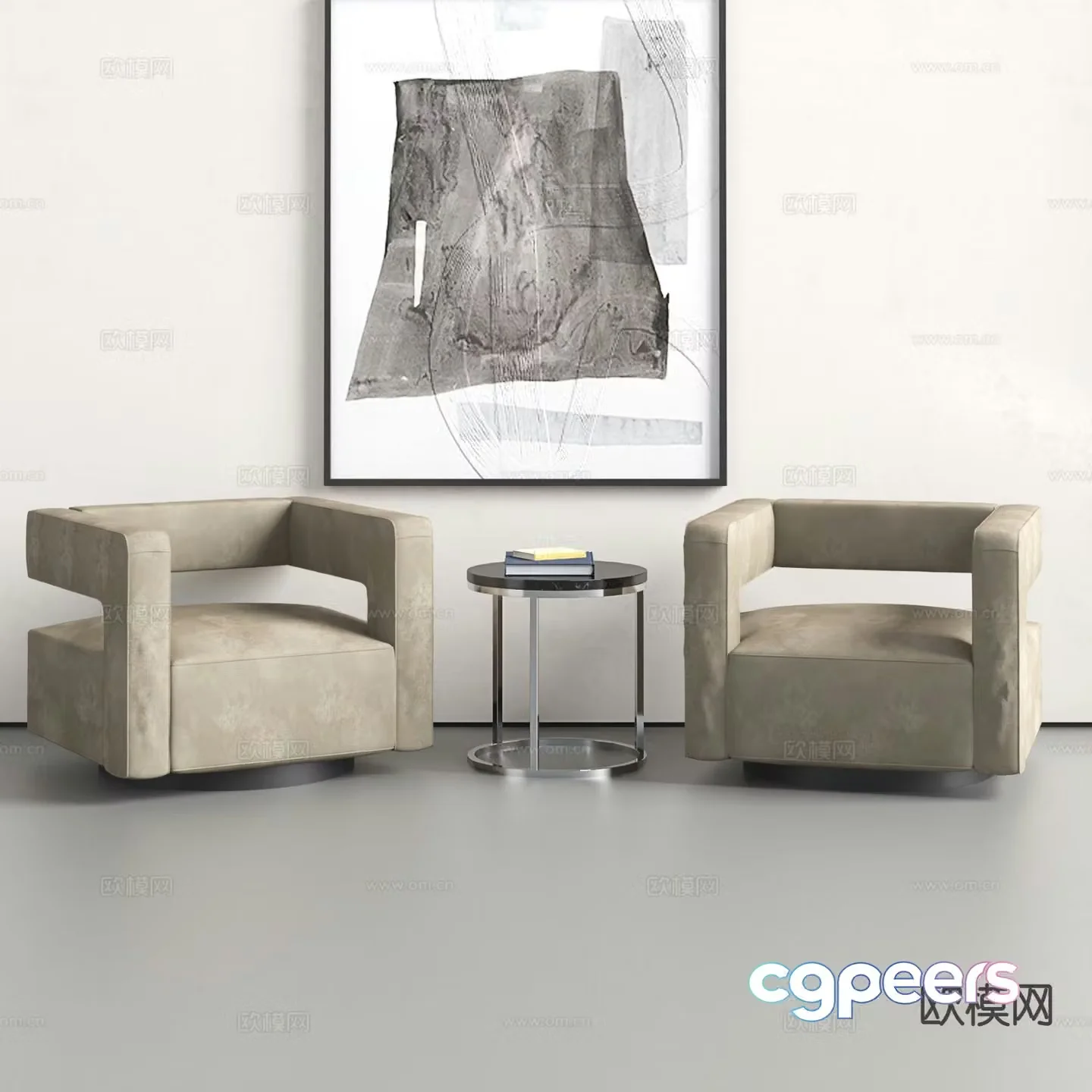 Modern single sofa fabric sofa 3d model